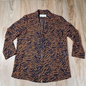 🔹️Crocodile Ladies Blue & Yellow Print Lightweight Blazer w/Pockets XLarge
